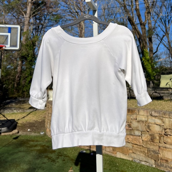 Boat Neck Top w/ Three-Quarter Cuffed Sleeves & Sequin Decorated Bow at Neck - Picture 5 of 14